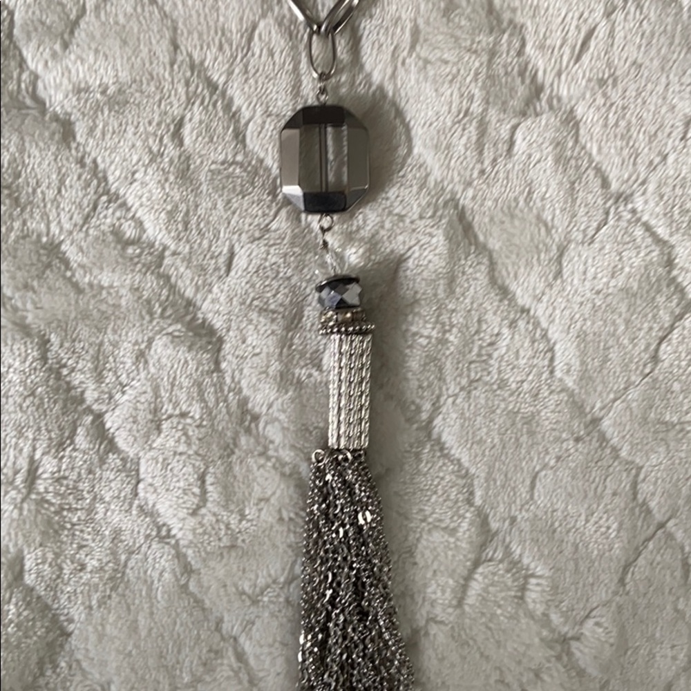 Silver long necklace